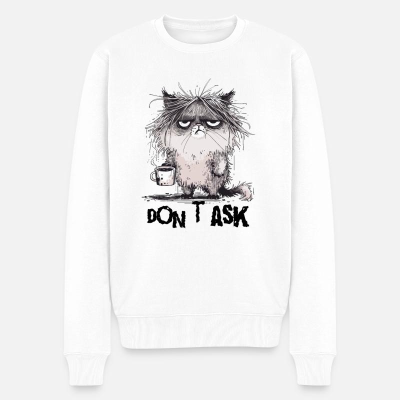 Mürrische Katze - Männer Premium Bio Pullover - Weiß