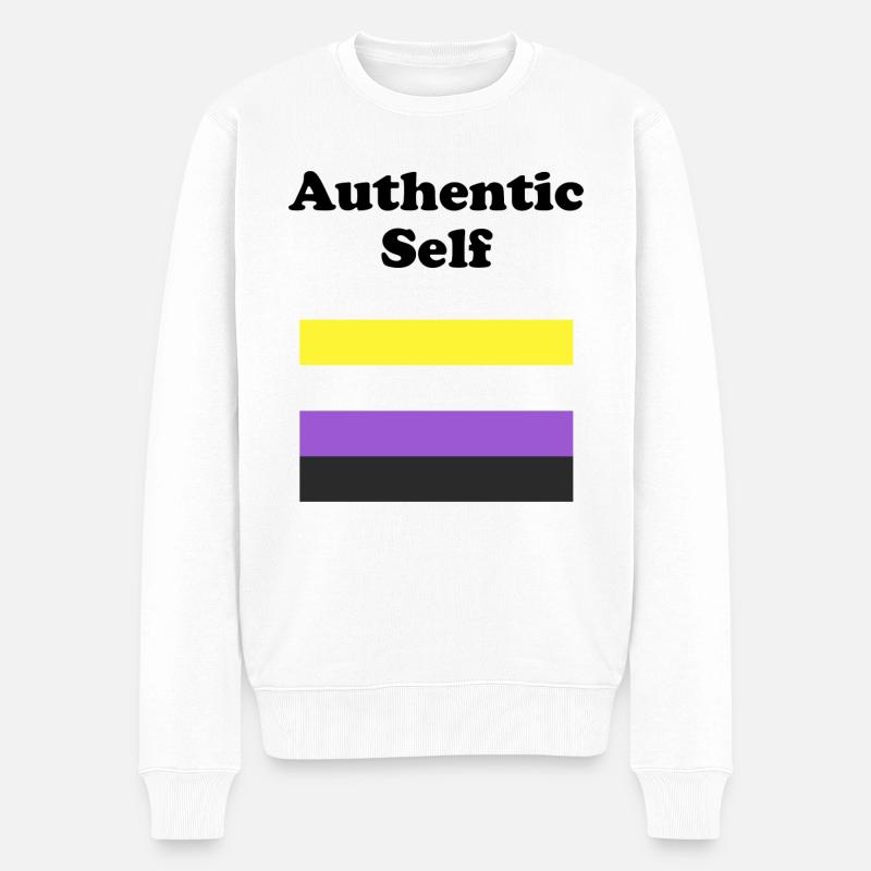 Nicht-binäre Flagge Authentisches Selbst - Männer Premium Bio Pullover - Weiß
