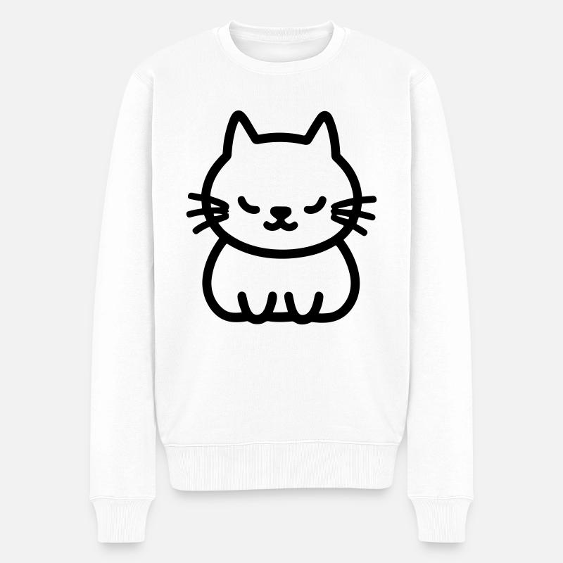 chat - Pull Premium bio Homme - blanc