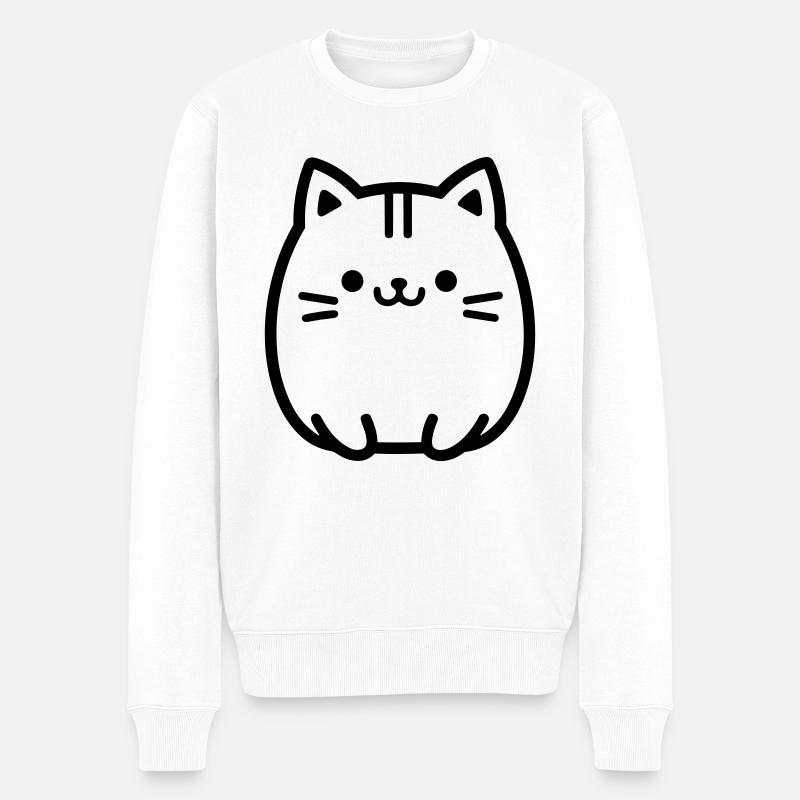 chat - Pull Premium bio Homme - blanc