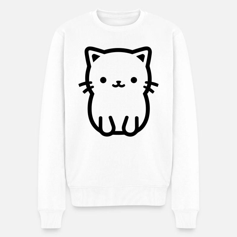 chat - Pull Premium bio Homme - blanc