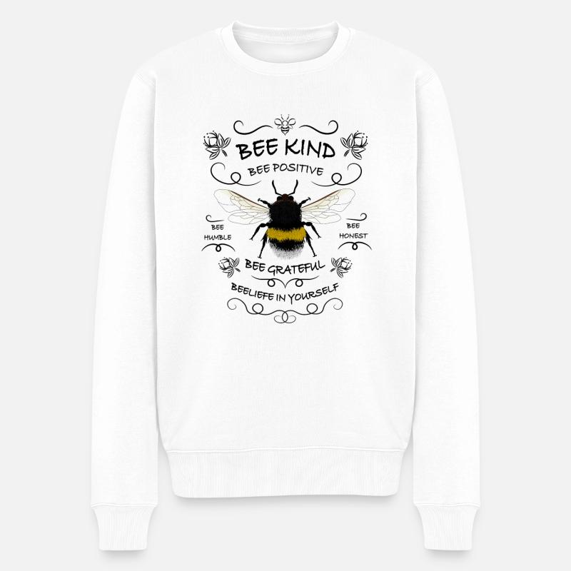 Bee Beautyful - Männer Premium Bio Pullover - Weiß