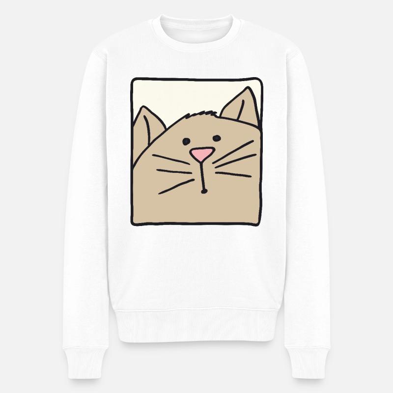 Tête de chat drôle - Pull Premium bio Homme - blanc