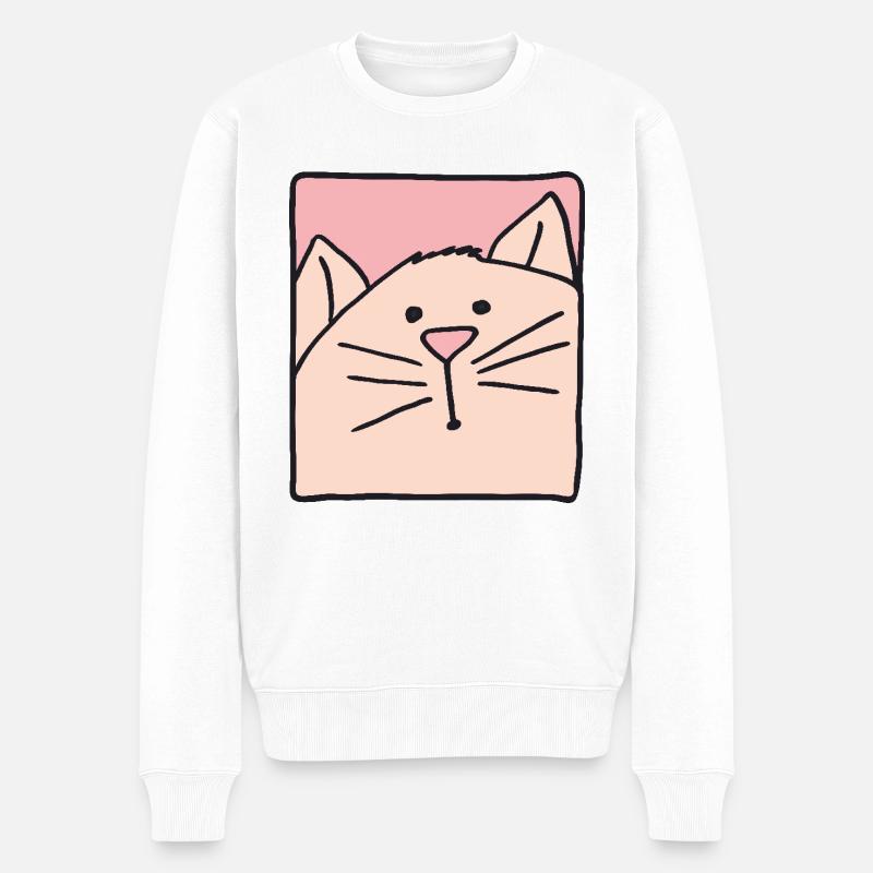 katzenkopf rosa - Männer Premium Bio Pullover - Weiß