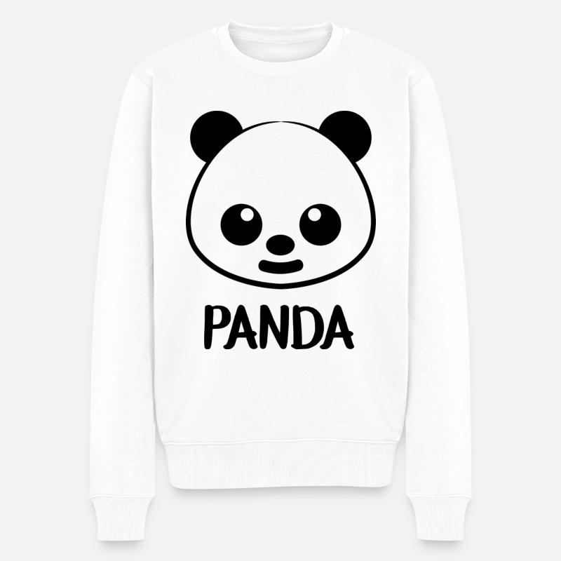 PANDA - Männer Premium Bio Pullover - Weiß