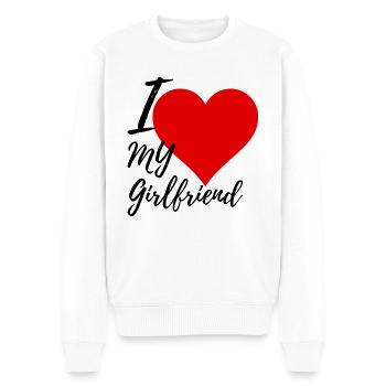 I heart my Girlfriend - Männer Premium Bio Pullover - Weiß - Vorne - Thijin (182cm)