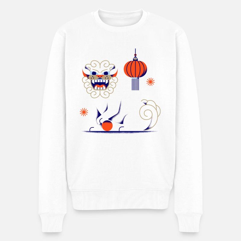 maneki neko, cat, lucky cat, neko, japanese, - Männer Premium Bio Pullover - Weiß