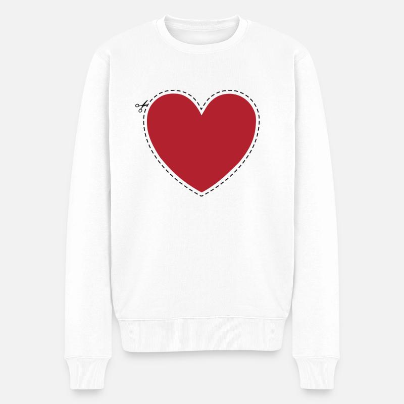 Herz zum Ausschneiden - Männer Premium Bio Pullover - Weiß