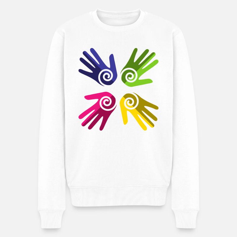 Pride Drapeau arc-en-ciel LGBT - Pull Premium bio Homme - blanc