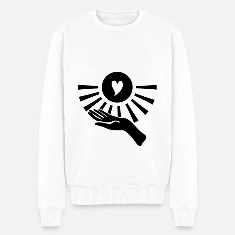 Hand Sonne - Männer Premium Bio Pullover - Weiß