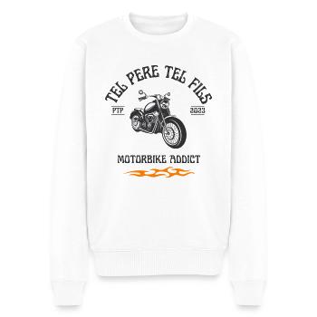 TEL PERE TEL FILS MOTORBIKE ADDICT - Pull Premium bio Homme - blanc - Devant - Thijin (182cm)