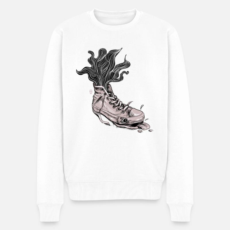 Müder Sneaker - Männer Premium Bio Pullover - Weiß