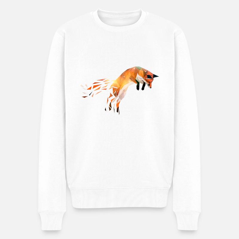 Fuchs geometrisch Motiv - Männer Premium Bio Pullover - Weiß
