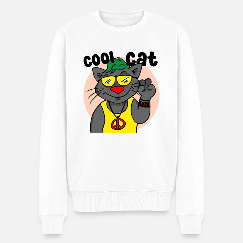 Chat cool - Pull Premium bio Homme - blanc