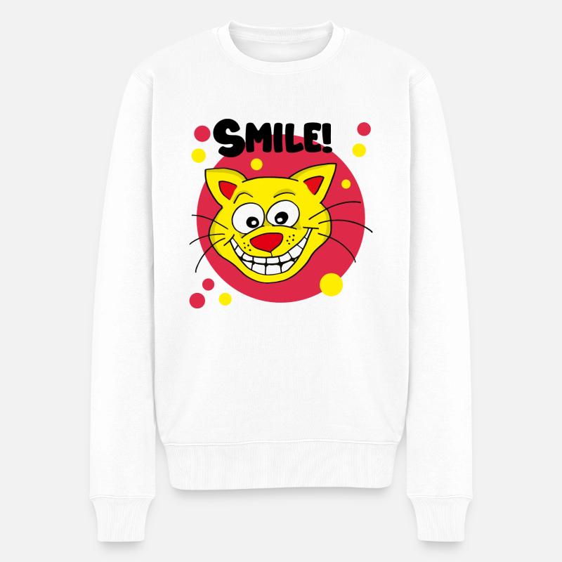 Smile! - Männer Premium Bio Pullover - Weiß