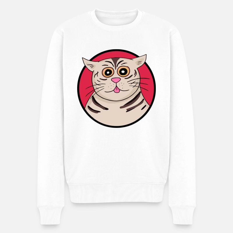 Chat étrange - Pull Premium bio Homme - blanc
