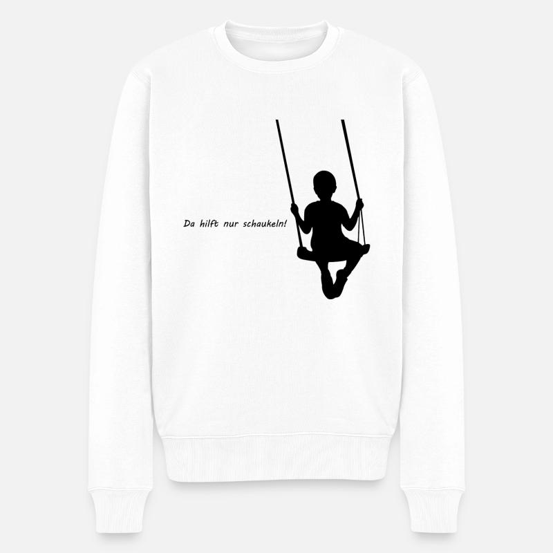 Da hilft nur schaukeln - kleiner Junge schaukelt - Männer Premium Bio Pullover - Weiß