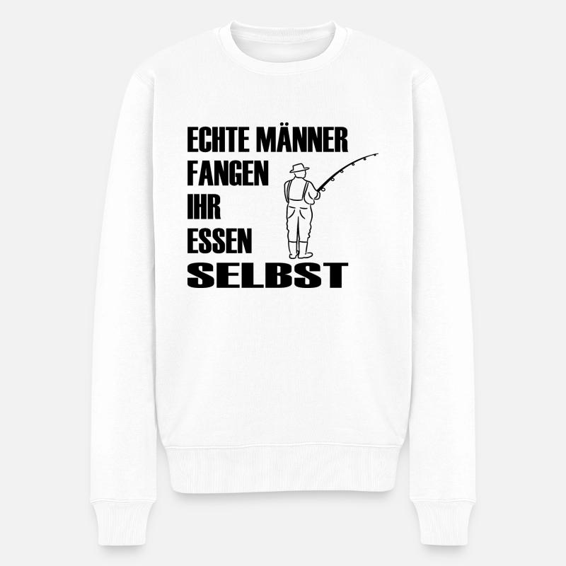 Angeln - Männer Premium Bio Pullover - Weiß