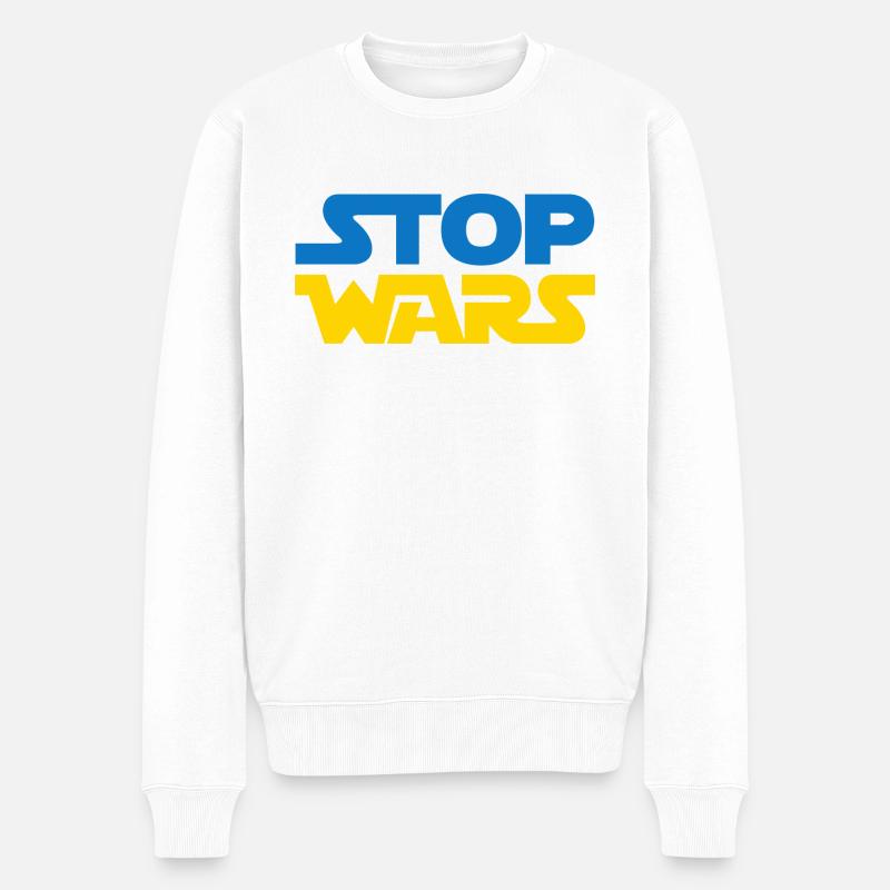 Stop Wars - Männer Premium Bio Pullover - Weiß