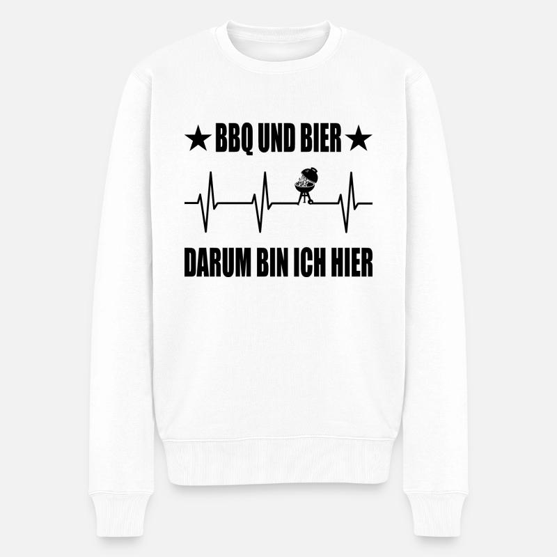 BBQ - Männer Premium Bio Pullover - Weiß
