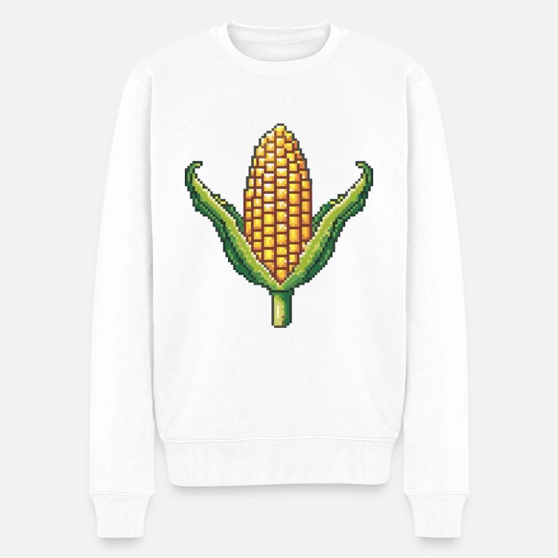 Icône pixel de maïs - Pull Premium bio Homme - blanc