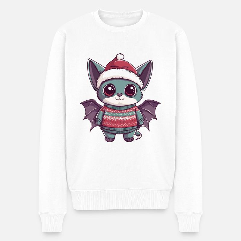 Bande dessinée de Noël chauve-souris - Pull Premium bio Homme - blanc