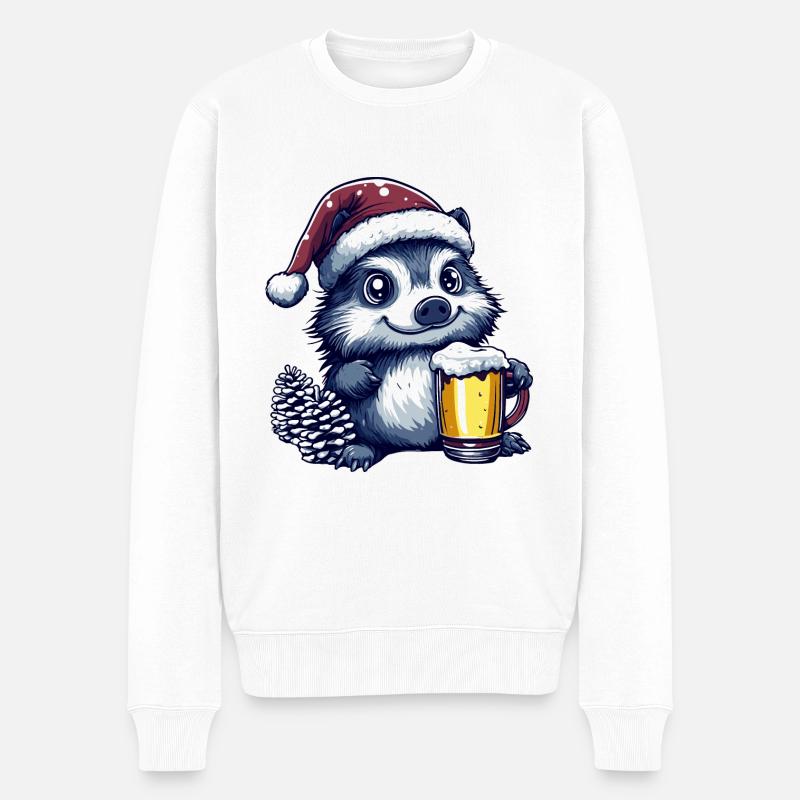 Hérisson Bière Noël - Pull Premium bio Homme - blanc