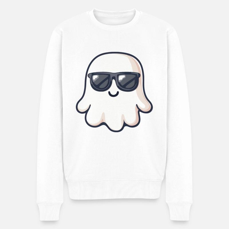Fantôme Halloween Cool - Pull Premium bio Homme - blanc