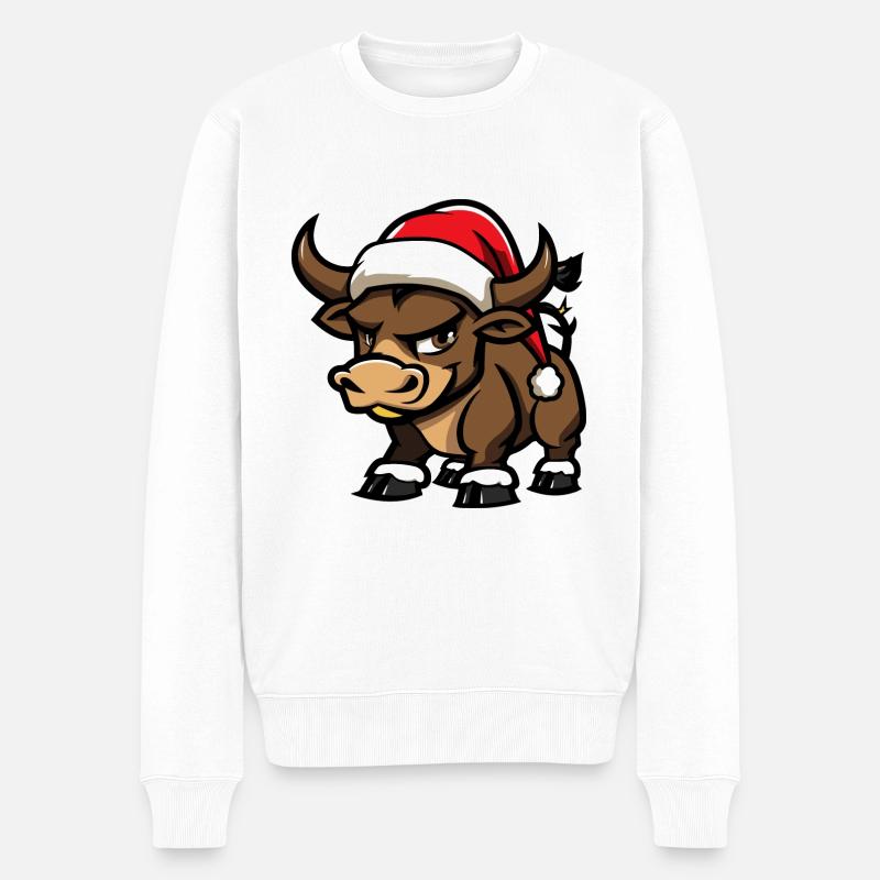 Stier Weihnachten - Männer Premium Bio Pullover - Weiß