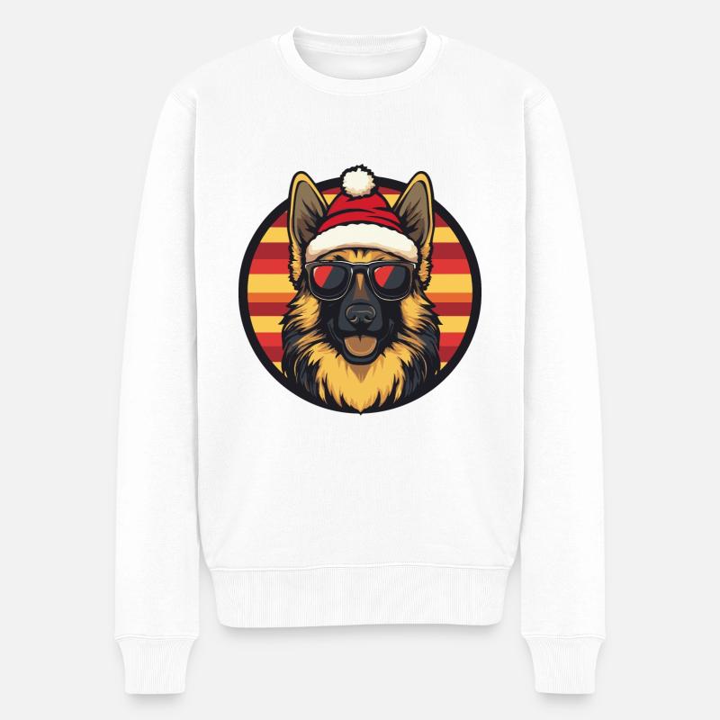 Berger Allemand Chien Noël Cool - Pull Premium bio Homme - blanc