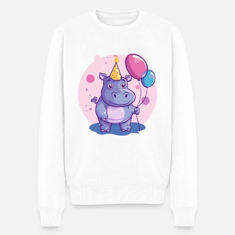 Hippopotame Anniversaire BD - Pull Premium bio Homme - blanc