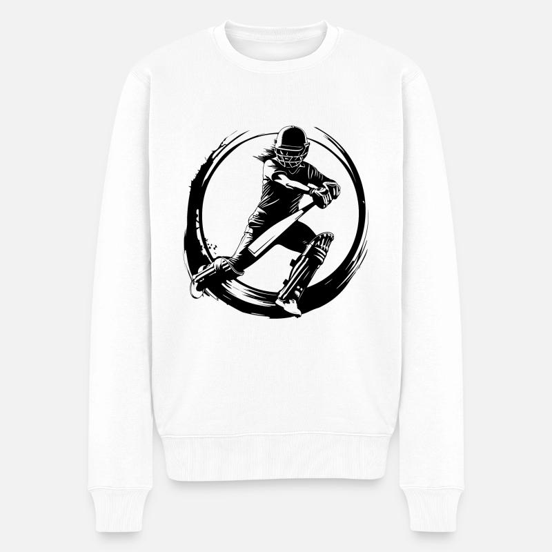 Cricket Silhouette - Männer Premium Bio Pullover - Weiß