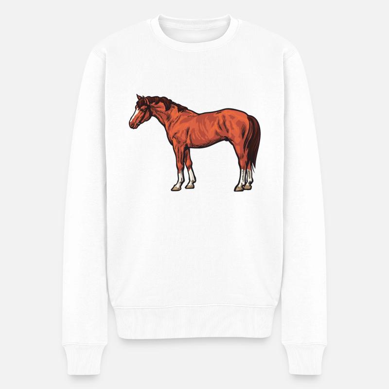 Pferde - Männer Premium Bio Pullover - Weiß