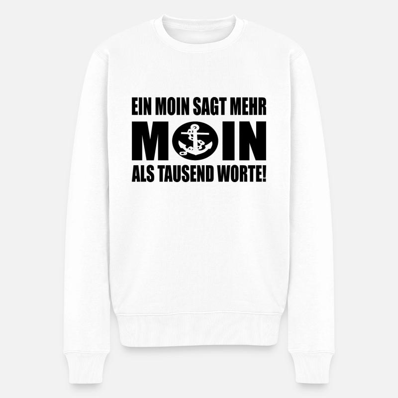 Moin - Männer Premium Bio Pullover - Weiß