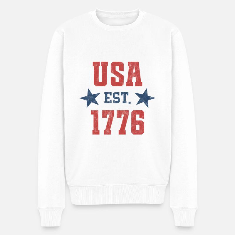 États-Unis Est 1776 - Pull Premium bio Homme - blanc
