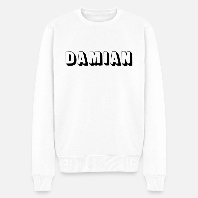 Name - Damian - Männer Premium Bio Pullover - Weiß
