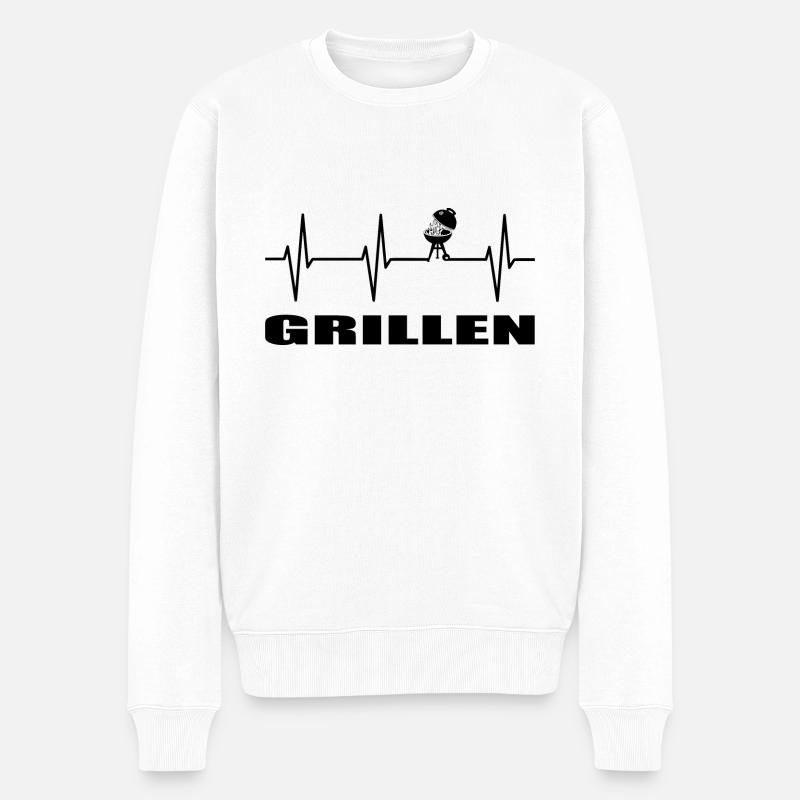 BBQ - Männer Premium Bio Pullover - Weiß