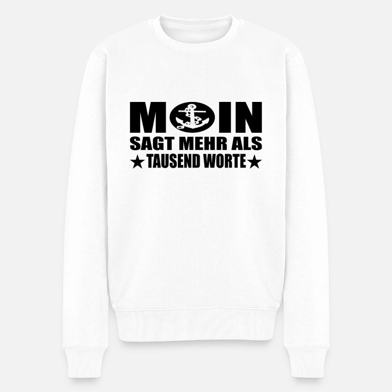 Moin - Männer Premium Bio Pullover - Weiß
