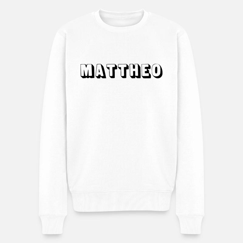 Name - Mattheo - Männer Premium Bio Pullover - Weiß