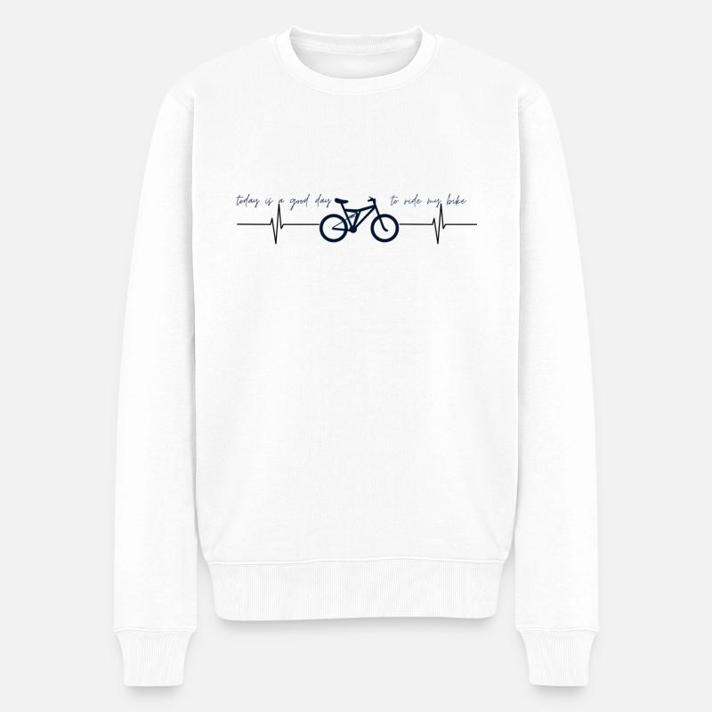today is a good day to ride my bike - Männer Premium Bio Pullover - Weiß