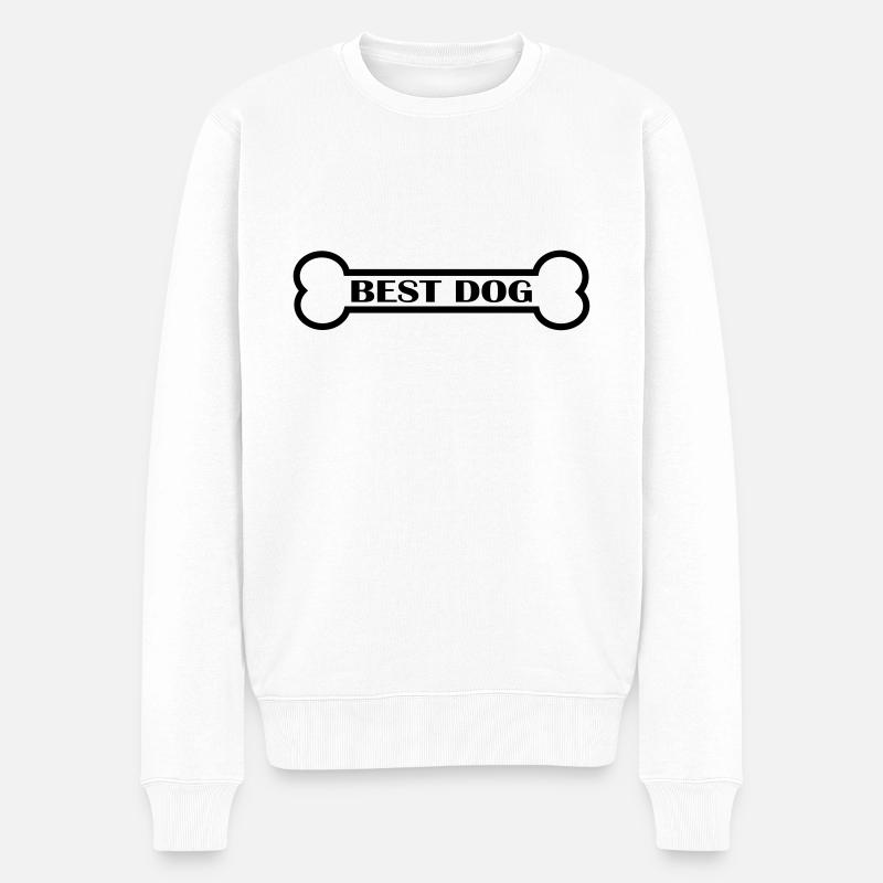 Bester Hund / Best Dog mit einem Knochen - Männer Premium Bio Pullover - Weiß