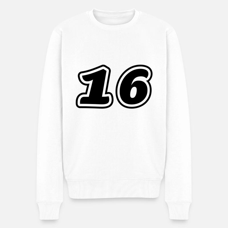 16 Zahl symbol - Männer Premium Bio Pullover - Weiß