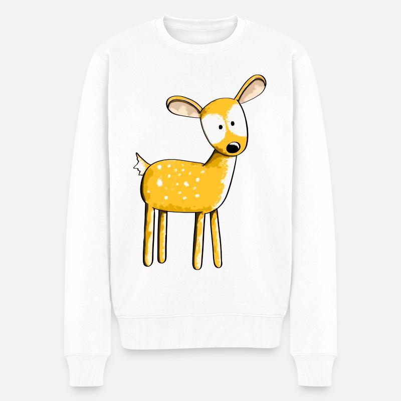 Süßes Rehkitz - Reh - Rehe - Ren - Hirsch - Comic - Männer Premium Bio Pullover - Weiß