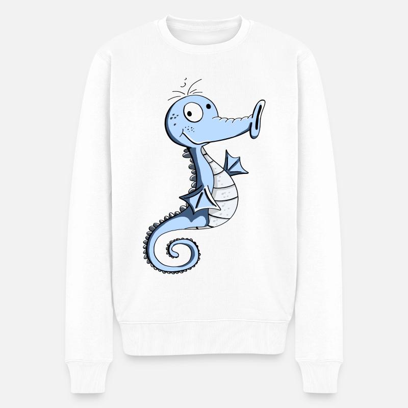 Lustiges Seepferdchen - Seepferd - Seepferde - Männer Premium Bio Pullover - Weiß