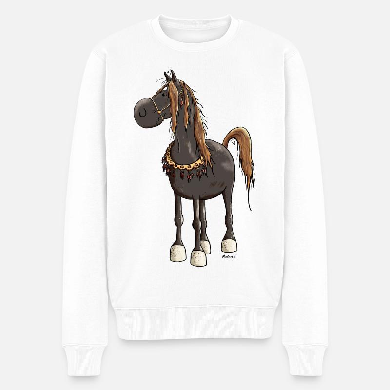 Cheval Arabe Mignon - Chevaux - Pull Premium bio Homme - blanc