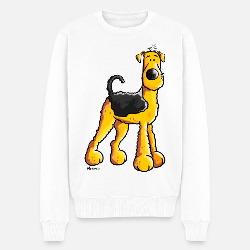 Doux Airedale Terrier - Pull Premium bio Homme - blanc