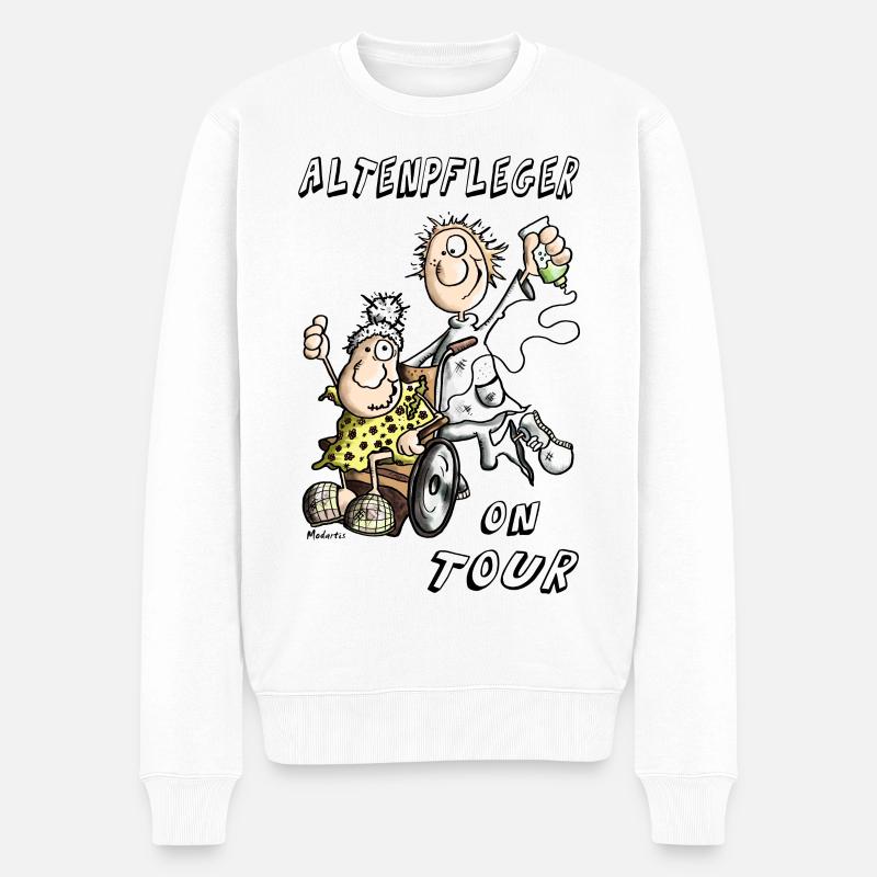 Altenpfleger on Tour - Männer Premium Bio Pullover - Weiß