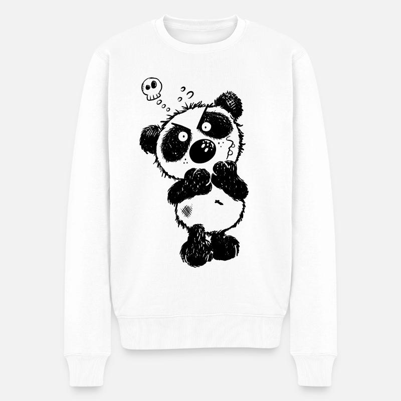 Grummeliger Panda - Männer Premium Bio Pullover - Weiß