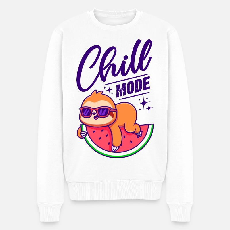 Erholung - Chill Mode Sloth / Chill out / Chillen - Männer Premium Bio Pullover - Weiß