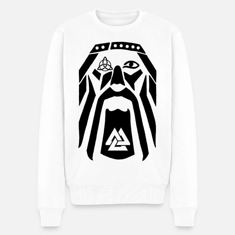 Wikingerkrieger (schwarz) - Männer Premium Bio Pullover - Weiß
